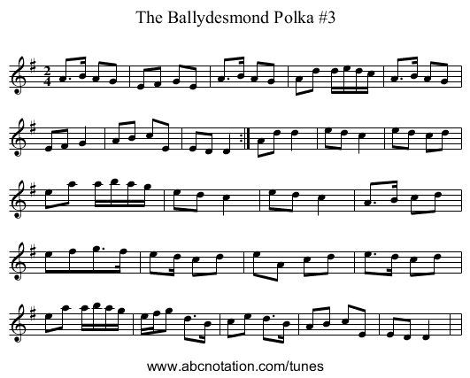 Ballydesmond Polka #3, The - staff notation