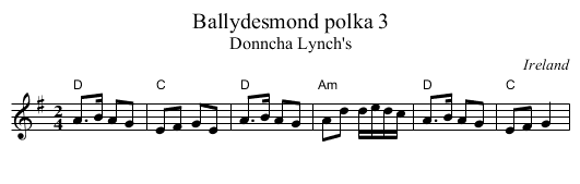 Ballydesmond polka 3 - staff notation