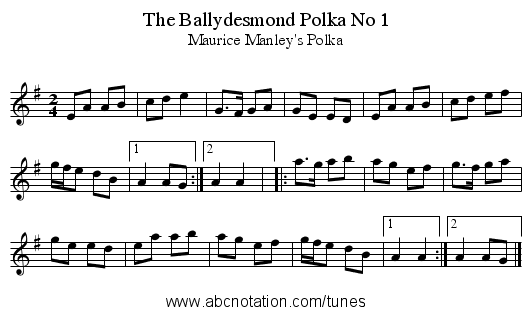 Ballydesmond Polka No 1, The - staff notation