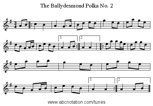 Ballydesmond Polka No. 2, The - staff notation