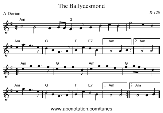 Ballydesmond, The - staff notation