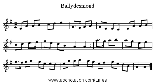 Ballydesmond - staff notation