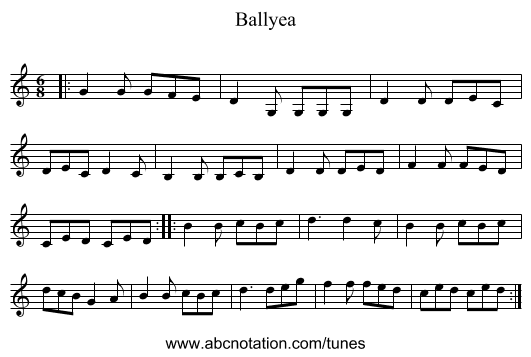 Ballyea - staff notation