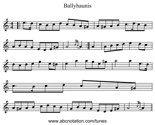 Ballyhaunis - staff notation