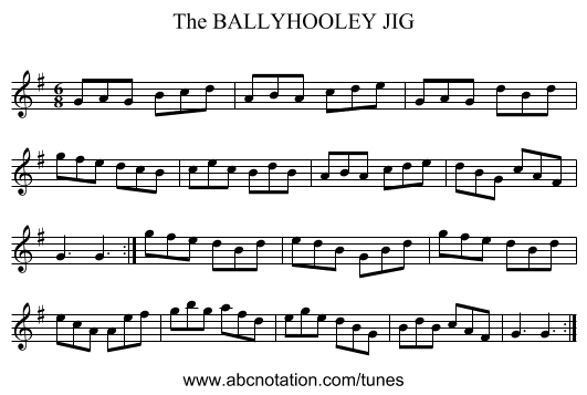 BALLYHOOLEY JIG, The - staff notation