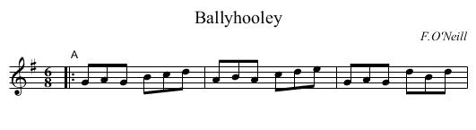 Ballyhooley - staff notation