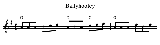 Ballyhooley - staff notation