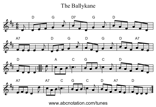 Ballykane, The - staff notation
