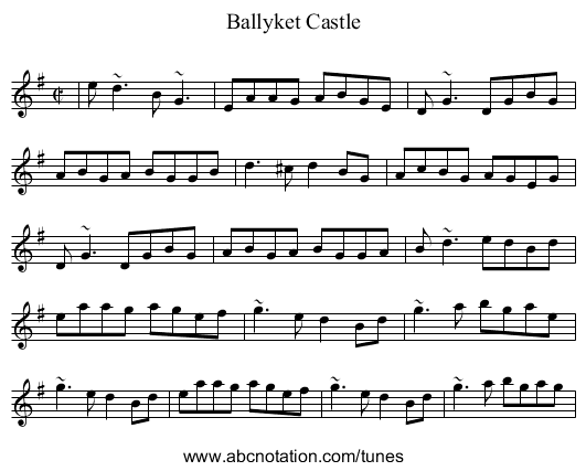 Ballyket Castle - staff notation