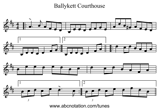 Ballykett Courthouse - staff notation