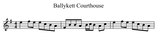 Ballykett Courthouse - staff notation