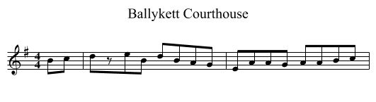 Ballykett Courthouse - staff notation