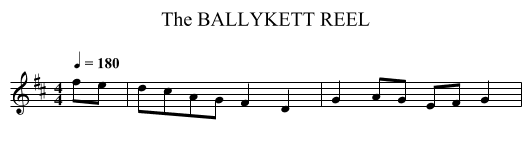 BALLYKETT REEL, The - staff notation