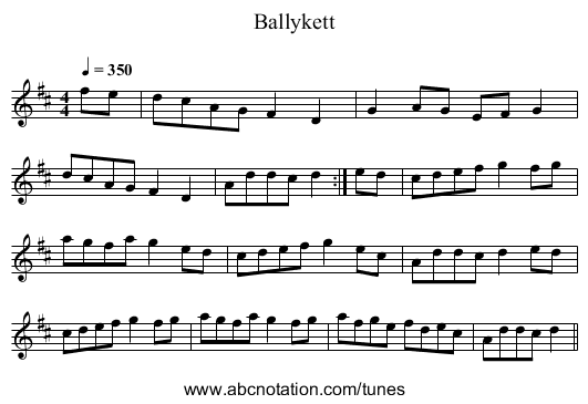Ballykett - staff notation