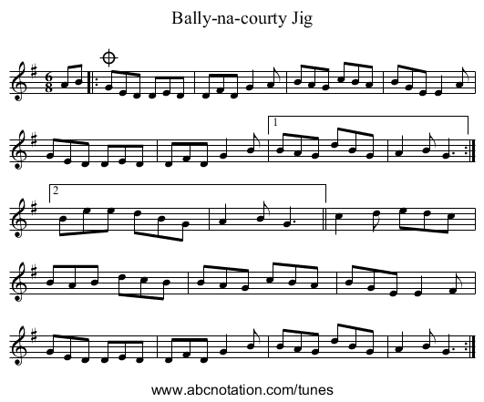 Bally-na-courty Jig - staff notation