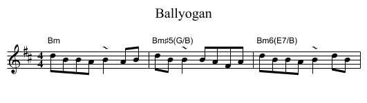 Ballyogan - staff notation