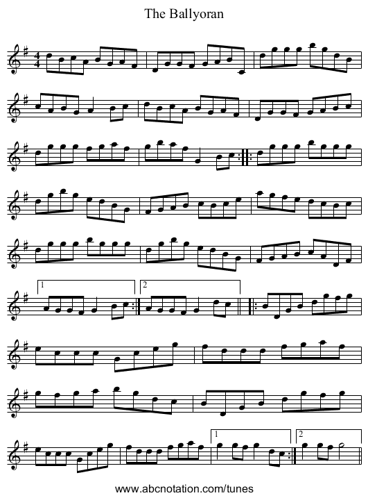 Ballyoran, The - staff notation