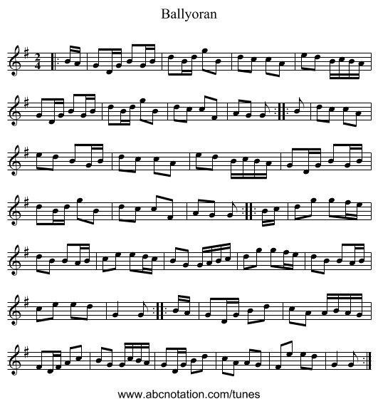 Ballyoran - staff notation