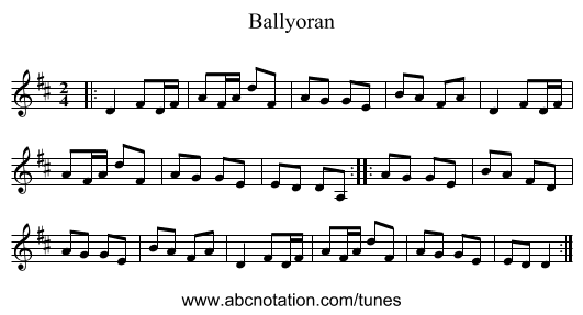 Ballyoran - staff notation
