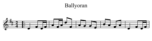 Ballyoran - staff notation