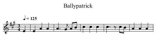 Ballypatrick - staff notation