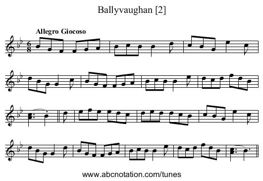 Ballyvaughan [2] - staff notation