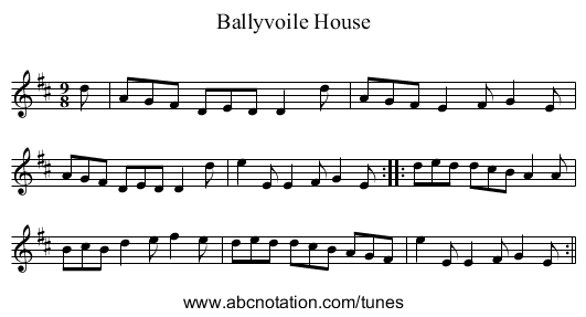 Ballyvoile House - staff notation
