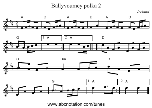 Ballyvourney polka 2 - staff notation