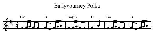 Ballyvourney Polka - staff notation