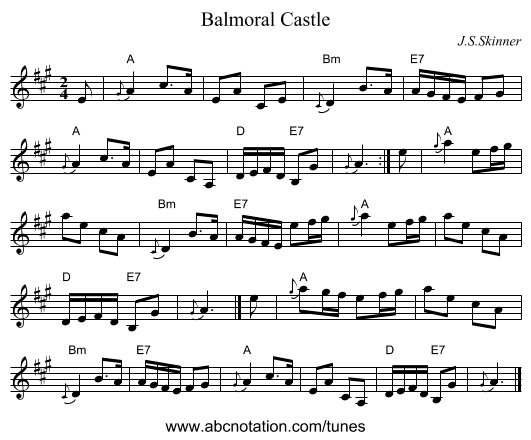 Balmoral Castle - staff notation