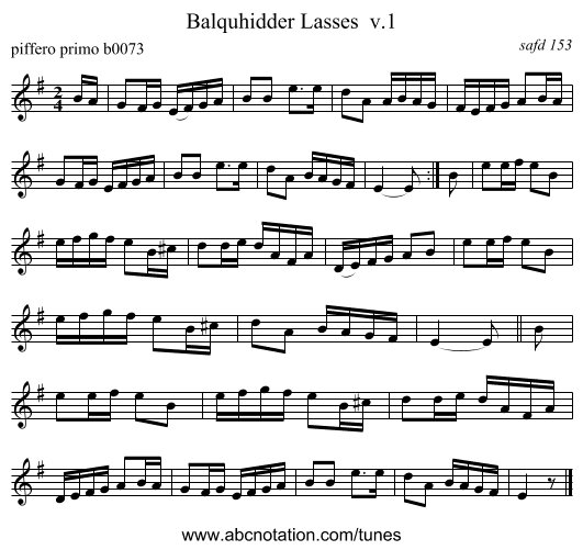 Balquhidder Lasses  v.1 - staff notation