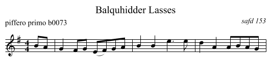 Balquhidder Lasses - staff notation
