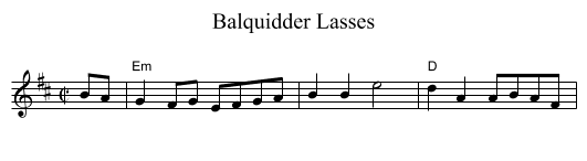 Balquidder Lasses - staff notation