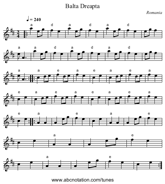 Balta Dreapta - staff notation