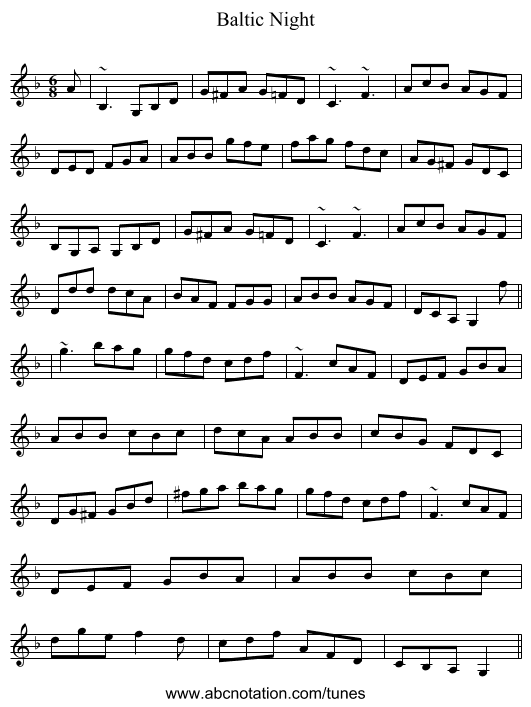 Baltic Night - staff notation