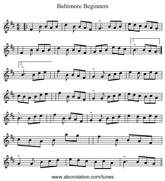 Baltimore Beginners - staff notation