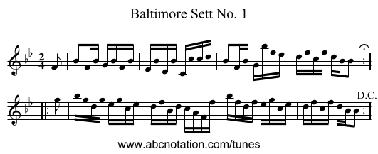 Baltimore Sett No. 1 - staff notation