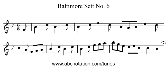 Baltimore Sett No. 6 - staff notation