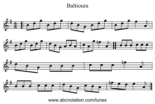 Baltioura - staff notation