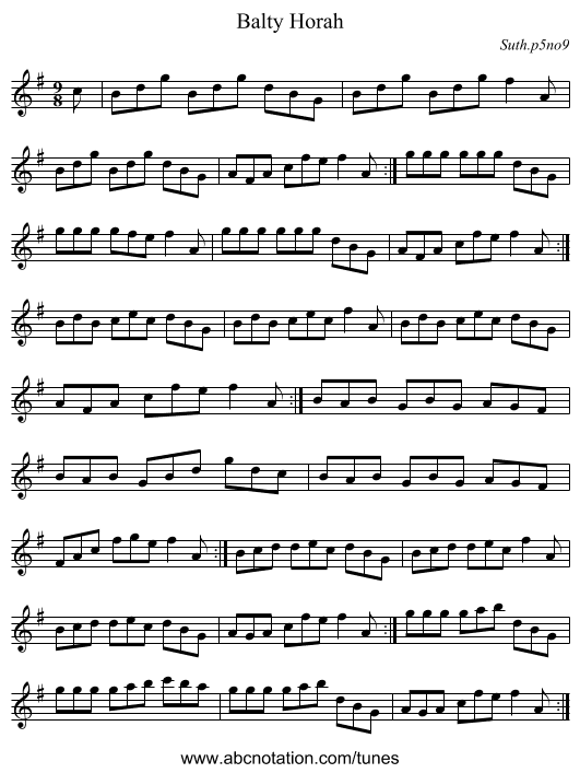 Balty Horah - staff notation