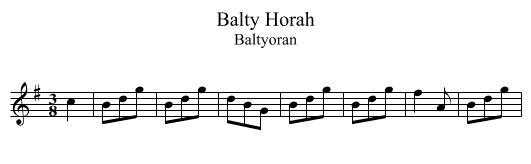 Balty Horah - staff notation