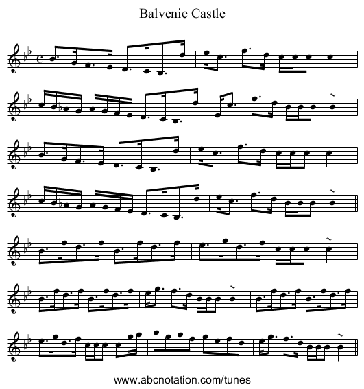 Balvenie Castle - staff notation