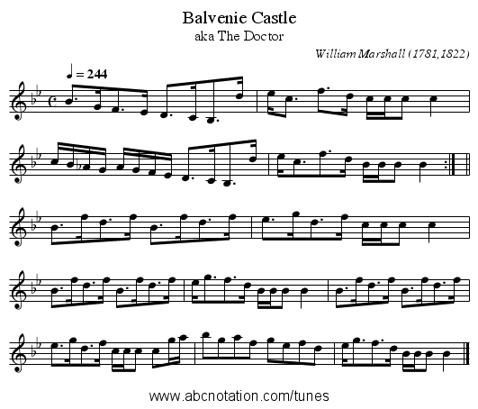 Balvenie Castle - staff notation