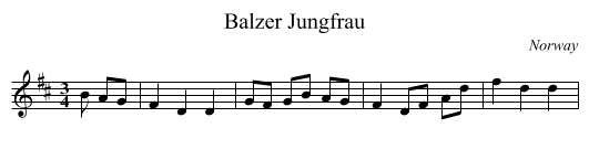 Balzer Jungfrau - staff notation