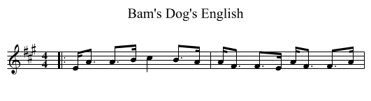 Bam's Dog's English - staff notation