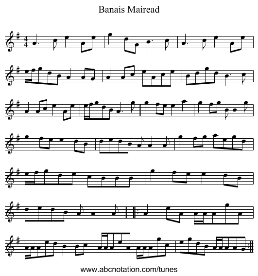 Banais Mairead - staff notation