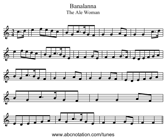 Banalanna - staff notation