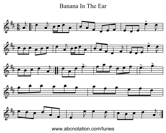 Banana In The Ear - staff notation