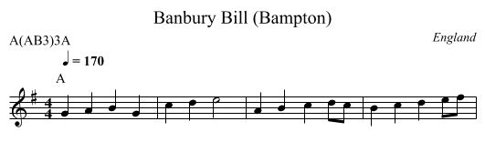 Banbury Bill (Bampton) - staff notation