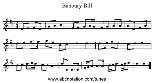 Banbury Bill - staff notation